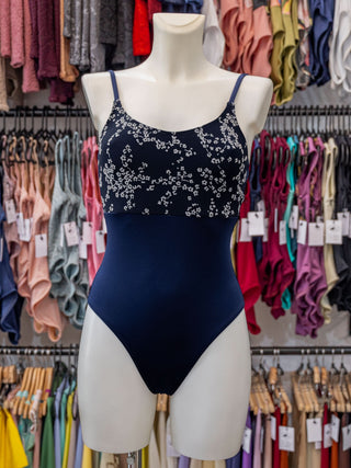 Blue Flock Dance Spaghetti Straps Leotard for Women by Atelier della Danza MP