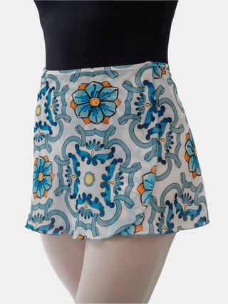 Blue Maiolica Wrap Short Dance Skirt MP302 for Women by Atelier della Danza MP