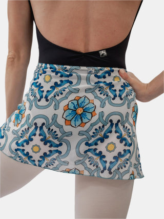 Blue Maiolica Wrap Short Dance Skirt MP302 for Women by Atelier della Danza MP