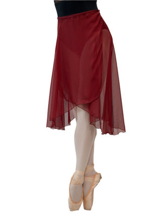 Bordeaux Chiffon Wrap Long Dance Skirt MP310 for Women by Atelier della Danza MP