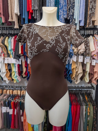 Brown Dance Short Sleeve Leotard for Women by Atelier della Danza MP