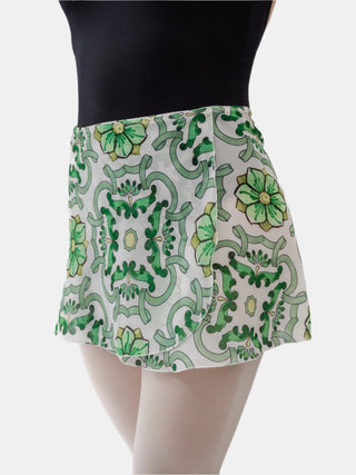 Green Maiolica Wrap Short Dance Skirt MP302 for Women by Atelier della Danza MP