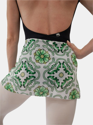 Green Maiolica Wrap Short Dance Skirt MP302 for Women by Atelier della Danza MP