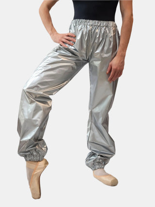 Laminate Silver Warm-up Dance Trash Bag Pants MP5003 for Women and Men by Atelier della Danza MP