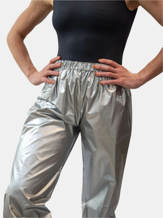 Laminate Silver Warm-up Dance Trash Bag Pants MP5003 for Women and Men by Atelier della Danza MP