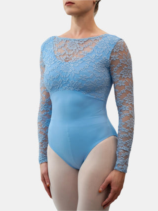 Light Blue Lace Dance Long Sleeve Leotard MP617 for Women by Atelier della Danza MP