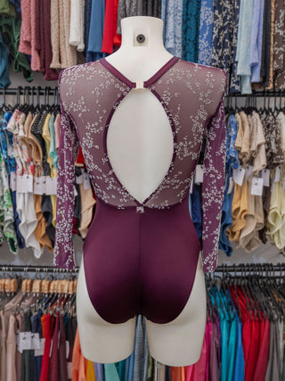 Plum Flock Long Sleeve Dance Leotard for Women by Atelier della Danza MP