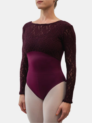 Red-purple Lace Dance Long Sleeve Leotard MP617 for Women by Atelier della Danza MP