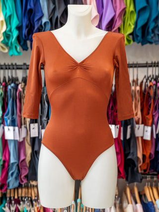 Rust Dance 3/4 Sleeve Leotard for Women by Atelier della Danza MP