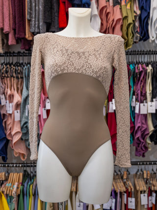 Sand Lace Dance Long Sleeve Leotard for Women by Atelier della Danza MP