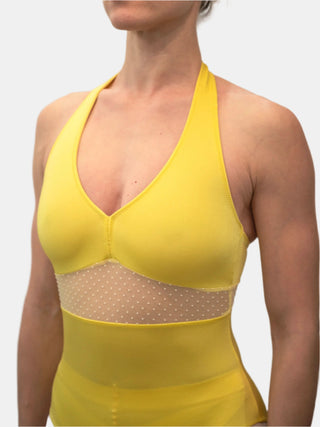 Yellow Flock Dance Halter Leotard for Women by Atelier della Danza MP