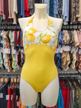 Yellow Lemons Dance Halter Leotard MP775 for Women by Atelier della Danza MP